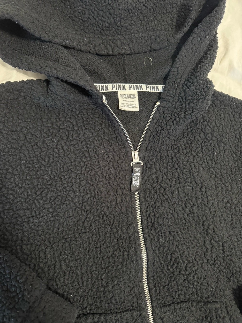 Victoria's Secret PINK Black Sherpa Zip-Up Hoodie